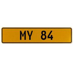 MY 84  - Yellow Aluminum Street Sign Mancave Euro Plate Name Door Sign Wall Art