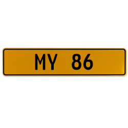 MY 86  - Yellow Aluminum Street Sign Mancave Euro Plate Name Door Sign Wall Art