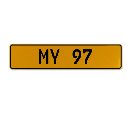MY 97  - Yellow Aluminum Street Sign Mancave Euro Plate Name Door Sign Wall Art