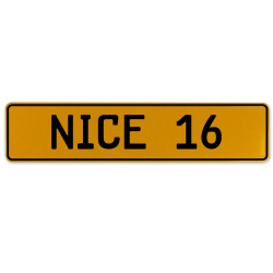 NICE 16  - Yellow Aluminum Street Sign Mancave Euro Plate Name Door Sign Wall