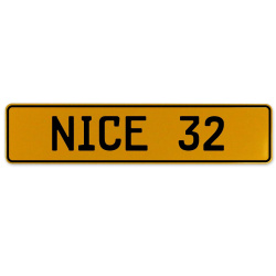NICE 32  - Yellow Aluminum Street Sign Mancave Euro Plate Name Door Sign Wall