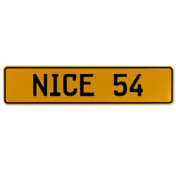 NICE 54  - Yellow Aluminum Street Sign Mancave Euro Plate Name Door Sign Wall