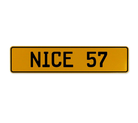 NICE 57  - Yellow Aluminum Street Sign Mancave Euro Plate Name Door Sign Wall