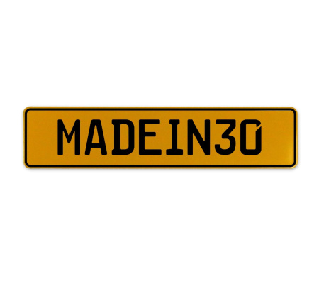 MADEIN30  - Yellow Aluminum Street Sign Mancave Euro Plate Name Door Sign Wall