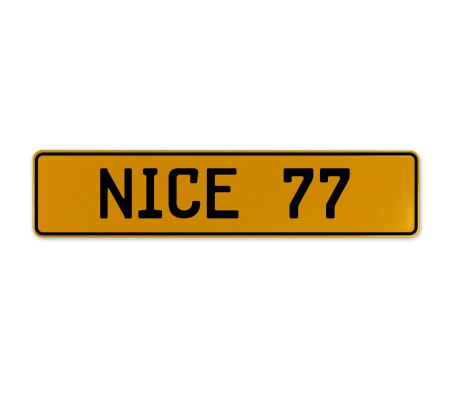 NICE 77  - Yellow Aluminum Street Sign Mancave Euro Plate Name Door Sign Wall