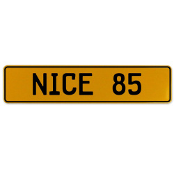NICE 85  - Yellow Aluminum Street Sign Mancave Euro Plate Name Door Sign Wall