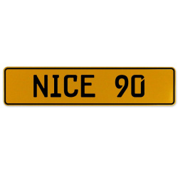 NICE 90  - Yellow Aluminum Street Sign Mancave Euro Plate Name Door Sign Wall