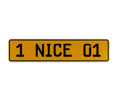 1 NICE 01  - Yellow Aluminum Street Sign Mancave Euro Plate Name Door Sign Wall