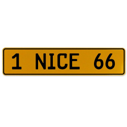 1 NICE 66  - Yellow Aluminum Street Sign Mancave Euro Plate Name Door Sign Wall