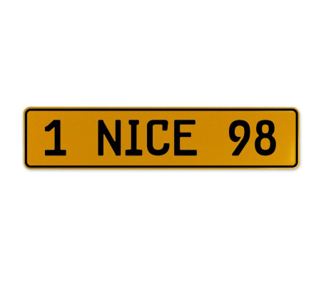 1 NICE 98  - Yellow Aluminum Street Sign Mancave Euro Plate Name Door Sign Wall