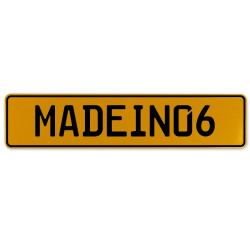 MADEIN06  - Yellow Aluminum Street Sign Mancave Euro Plate Name Door Sign Wall