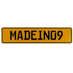 MADEIN09  - Yellow Aluminum Street Sign Mancave Euro Plate Name Door Sign Wall
