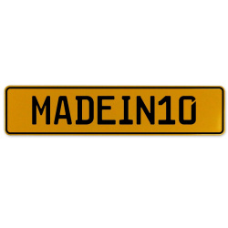 MADEIN10  - Yellow Aluminum Street Sign Mancave Euro Plate Name Door Sign Wall