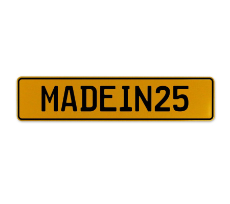 MADEIN25  - Yellow Aluminum Street Sign Mancave Euro Plate Name Door Sign Wall