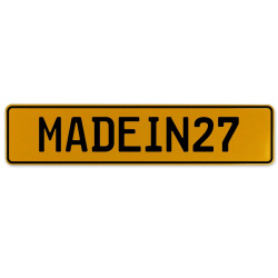 MADEIN27  - Yellow Aluminum Street Sign Mancave Euro Plate Name Door Sign Wall