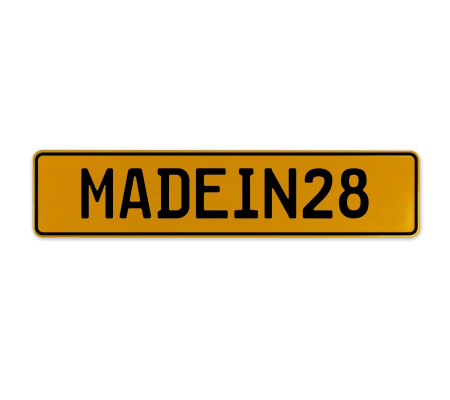 MADEIN28  - Yellow Aluminum Street Sign Mancave Euro Plate Name Door Sign Wall