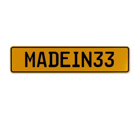 MADEIN33  - Yellow Aluminum Street Sign Mancave Euro Plate Name Door Sign Wall