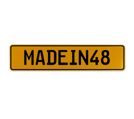 MADEIN48  - Yellow Aluminum Street Sign Mancave Euro Plate Name Door Sign Wall