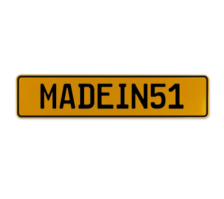 MADEIN51  - Yellow Aluminum Street Sign Mancave Euro Plate Name Door Sign Wall