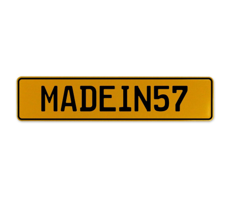 MADEIN57  - Yellow Aluminum Street Sign Mancave Euro Plate Name Door Sign Wall
