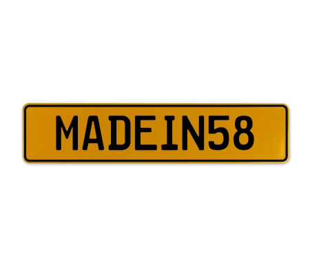 MADEIN58  - Yellow Aluminum Street Sign Mancave Euro Plate Name Door Sign Wall