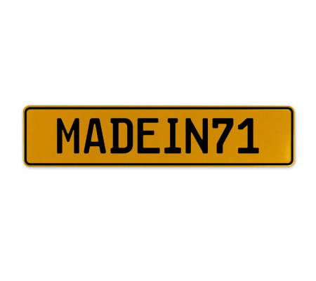 MADEIN71  - Yellow Aluminum Street Sign Mancave Euro Plate Name Door Sign Wall