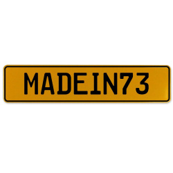 MADEIN73  - Yellow Aluminum Street Sign Mancave Euro Plate Name Door Sign Wall