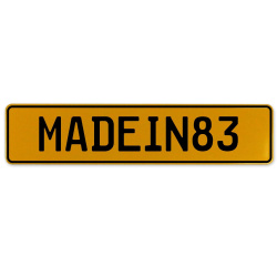 MADEIN83  - Yellow Aluminum Street Sign Mancave Euro Plate Name Door Sign Wall