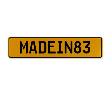 MADEIN83  - Yellow Aluminum Street Sign Mancave Euro Plate Name Door Sign Wall