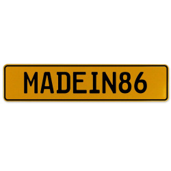 MADEIN86  - Yellow Aluminum Street Sign Mancave Euro Plate Name Door Sign Wall