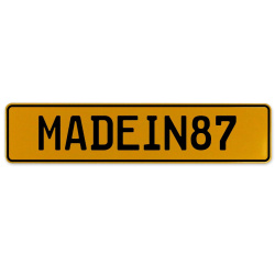 MADEIN87  - Yellow Aluminum Street Sign Mancave Euro Plate Name Door Sign Wall