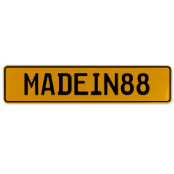 MADEIN88  - Yellow Aluminum Street Sign Mancave Euro Plate Name Door Sign Wall