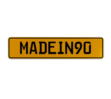 MADEIN90  - Yellow Aluminum Street Sign Mancave Euro Plate Name Door Sign Wall