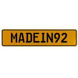 MADEIN92  - Yellow Aluminum Street Sign Mancave Euro Plate Name Door Sign Wall
