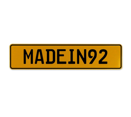 MADEIN92  - Yellow Aluminum Street Sign Mancave Euro Plate Name Door Sign Wall