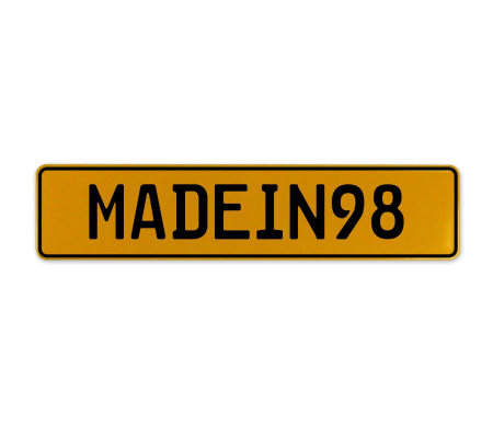 MADEIN98  - Yellow Aluminum Street Sign Mancave Euro Plate Name Door Sign Wall