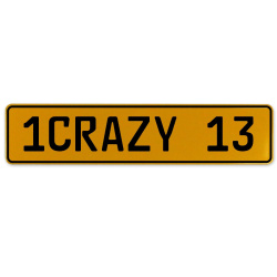 1CRAZY 13  - Yellow Aluminum Street Sign Mancave Euro Plate Name Door Sign Wall