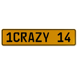 1CRAZY 14  - Yellow Aluminum Street Sign Mancave Euro Plate Name Door Sign Wall
