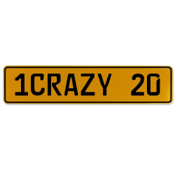 1CRAZY 20  - Yellow Aluminum Street Sign Mancave Euro Plate Name Door Sign Wall