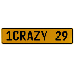 1CRAZY 29  - Yellow Aluminum Street Sign Mancave Euro Plate Name Door Sign Wall