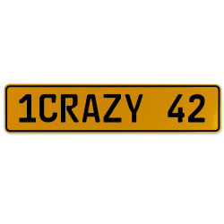 1CRAZY 42  - Yellow Aluminum Street Sign Mancave Euro Plate Name Door Sign Wall
