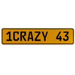 1CRAZY 43  - Yellow Aluminum Street Sign Mancave Euro Plate Name Door Sign Wall