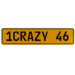 1CRAZY 46  - Yellow Aluminum Street Sign Mancave Euro Plate Name Door Sign Wall