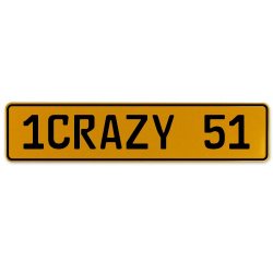 1CRAZY 51  - Yellow Aluminum Street Sign Mancave Euro Plate Name Door Sign Wall