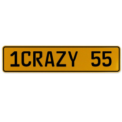 1CRAZY 55  - Yellow Aluminum Street Sign Mancave Euro Plate Name Door Sign Wall