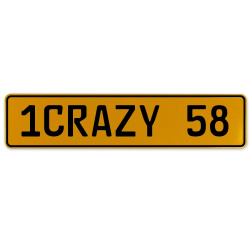 1CRAZY 58  - Yellow Aluminum Street Sign Mancave Euro Plate Name Door Sign Wall