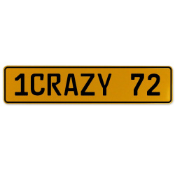 1CRAZY 72  - Yellow Aluminum Street Sign Mancave Euro Plate Name Door Sign Wall