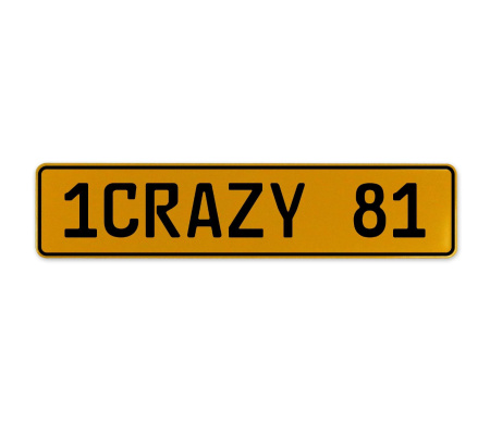 1CRAZY 81  - Yellow Aluminum Street Sign Mancave Euro Plate Name Door Sign Wall