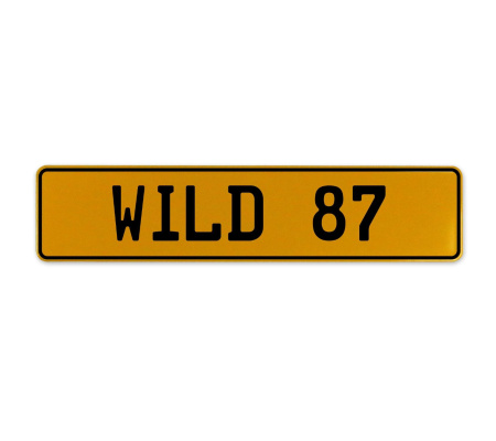 WILD 87  - Yellow Aluminum Street Sign Mancave Euro Plate Name Door Sign Wall