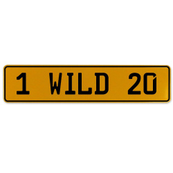 1 WILD 20  - Yellow Aluminum Street Sign Mancave Euro Plate Name Door Sign Wall